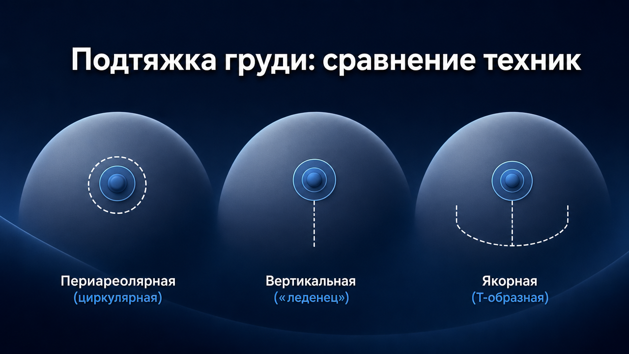 Виды подтяжки груди: периареолярная, вертикальная, якорная — сравнение техник